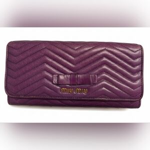Miu Miu Purple Quilted Chevron Leather Wallet EUC!
